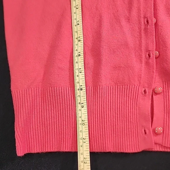Pink Knit Button Down Cardigan Long Sleeve Sweater Medium - Picture 8 of 8